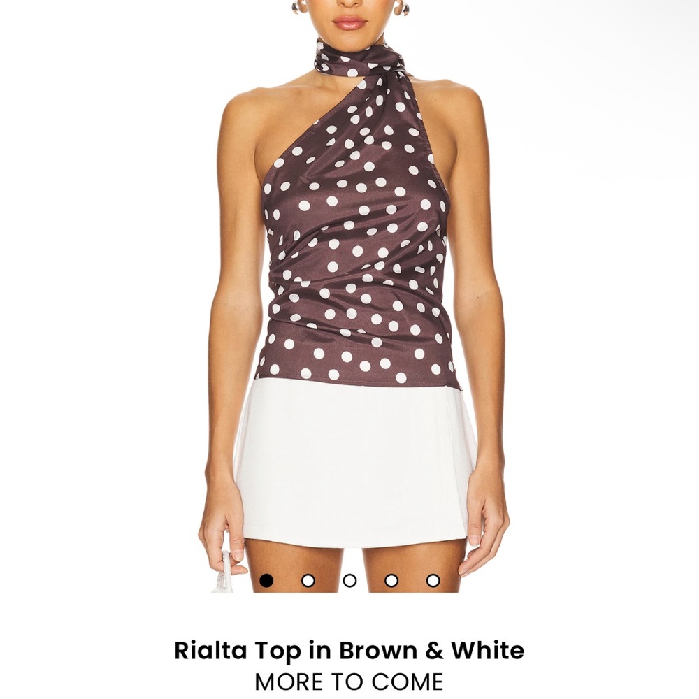 Rialta Polka Dot Halter Top in Brown and White